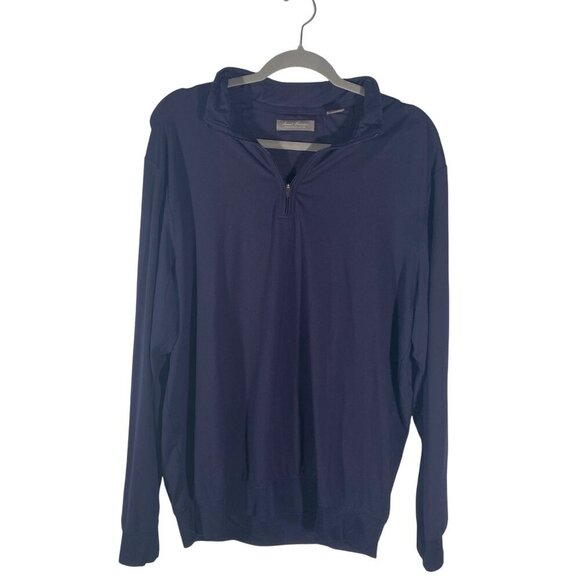 Daniel Cremieux Signature Label Quarter-Zip Pullover Navy Blue Men’s L stretch - Picture 1 of 9